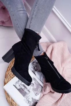 Discount Boto Botki Damskie Na Słupku Czarne Frann