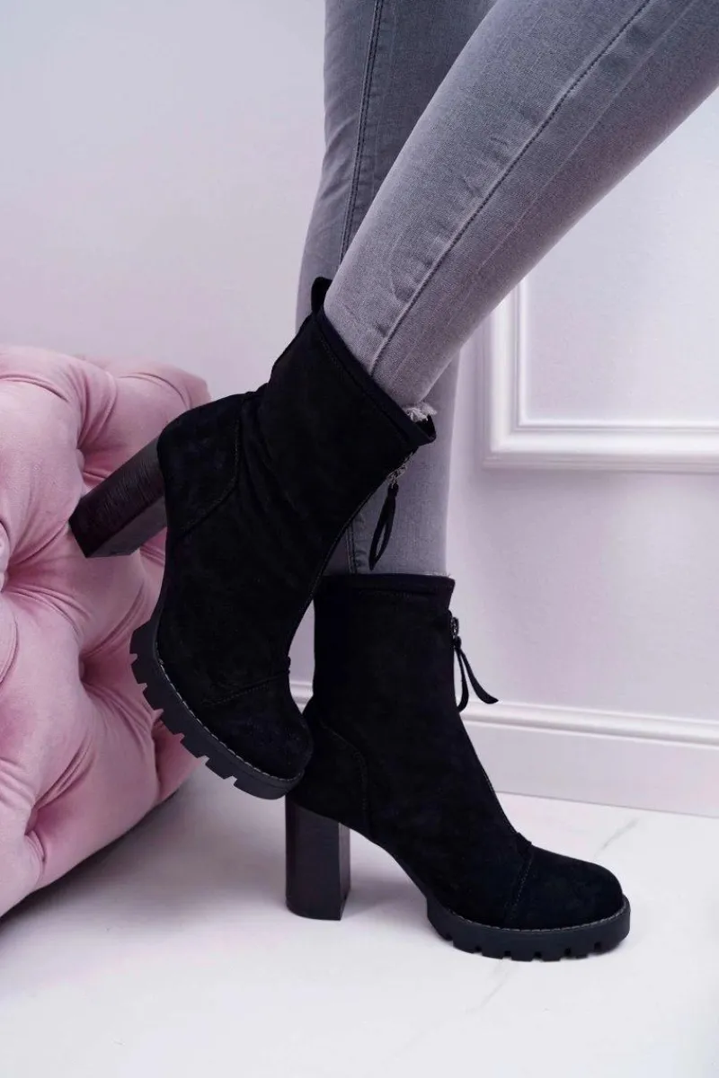 Discount Boto Botki Damskie Na Słupku Czarne Frann