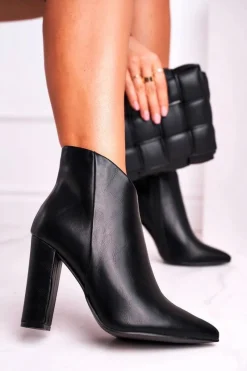 Sale Boto Botki Damskie Na Słupku Czarne Rise Up