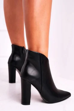 Sale Boto Botki Damskie Na Słupku Czarne Rise Up