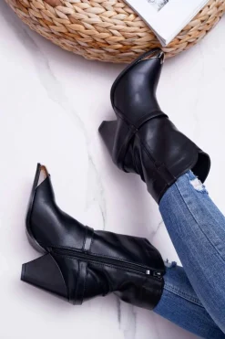 New Botki Damskie Na Słupku Czarne Make Feel Damskie Botki Na Słupku|Botki Na Obcasie