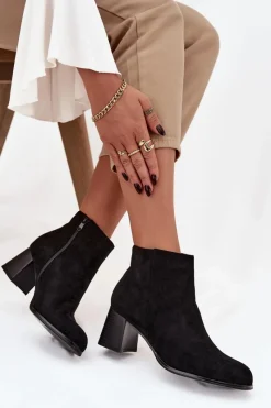 Discount Boto Botki Damskie Na Słupku Eko Zamszowe Czarne Marilou Czarny