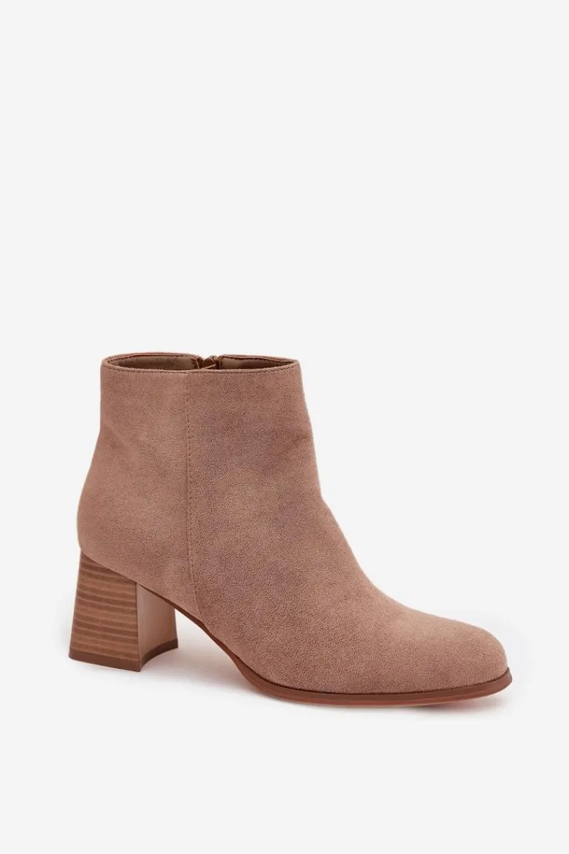 Sale Botki Damskie Na Słupku Eko Zamszowe Beżowe Marilou Damskie Botki Na Słupku|Botki Na Obcasie