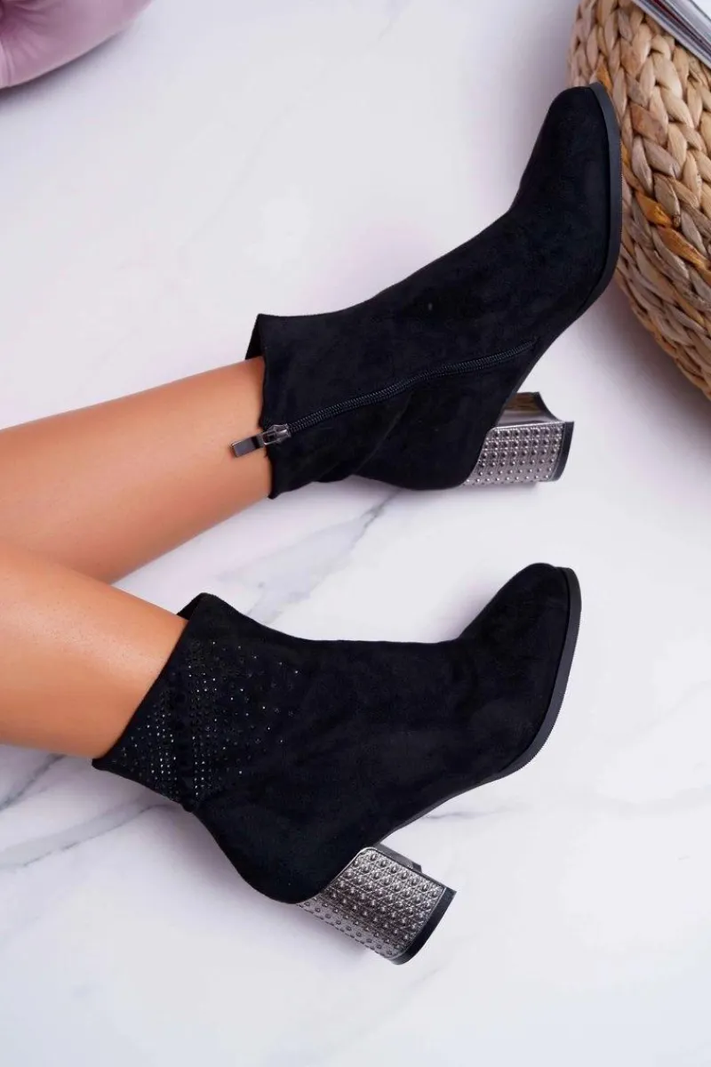 Best Botki Damskie Na Słupku Kryształki Czarne Homesa Damskie Botki Na Słupku|Botki Zimowe Damskie