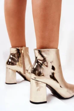 Online Botki Damskie Na Słupku Lustrzane Złote Ferty Damskie Botki Na Słupku|Botki Zimowe Damskie