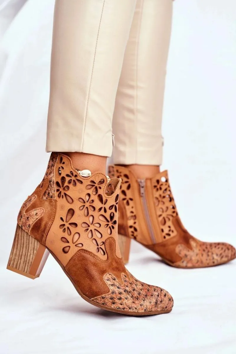 Online Botki Damskie Na Słupku Wiosenne Rude 04369-29 Damskie Botki Wiosenne|Botki Maciejka