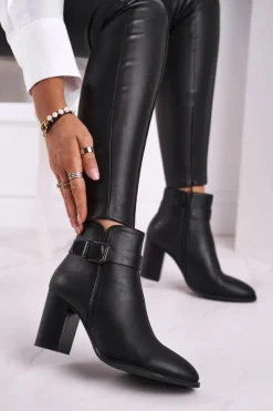 Hot Buty Sergio Leone Botki Damskie Na Słupku Sergio Leone Czarne BT509