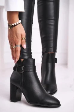 Hot Buty Sergio Leone Botki Damskie Na Słupku Sergio Leone Czarne BT509