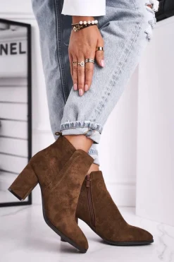 Botki Na Słupku|Czarne Botki>Buty Sergio Leone Botki Damskie Na Słupku Sergio Leone Oliwkowe BT508