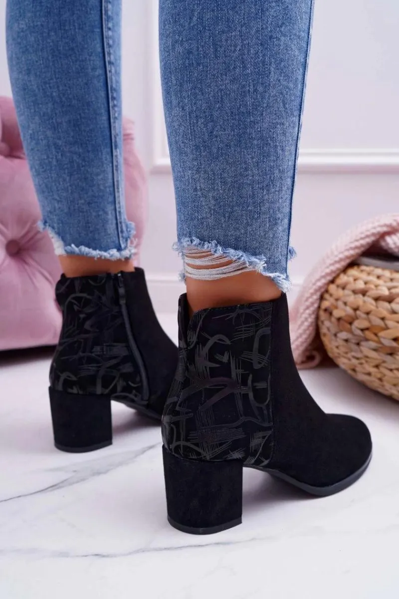 Outlet Botki Damskie Na Słupku Sergio Leone Czarne BT521 Damskie Botki Na Słupku|Botki Zimowe Damskie