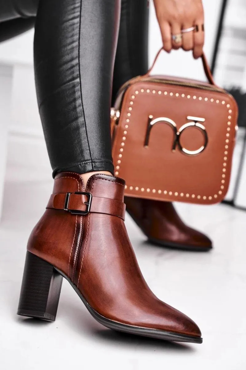 Best Buty Sergio Leone Botki Damskie Na Słupku Sergio Leone Brązowe BT509