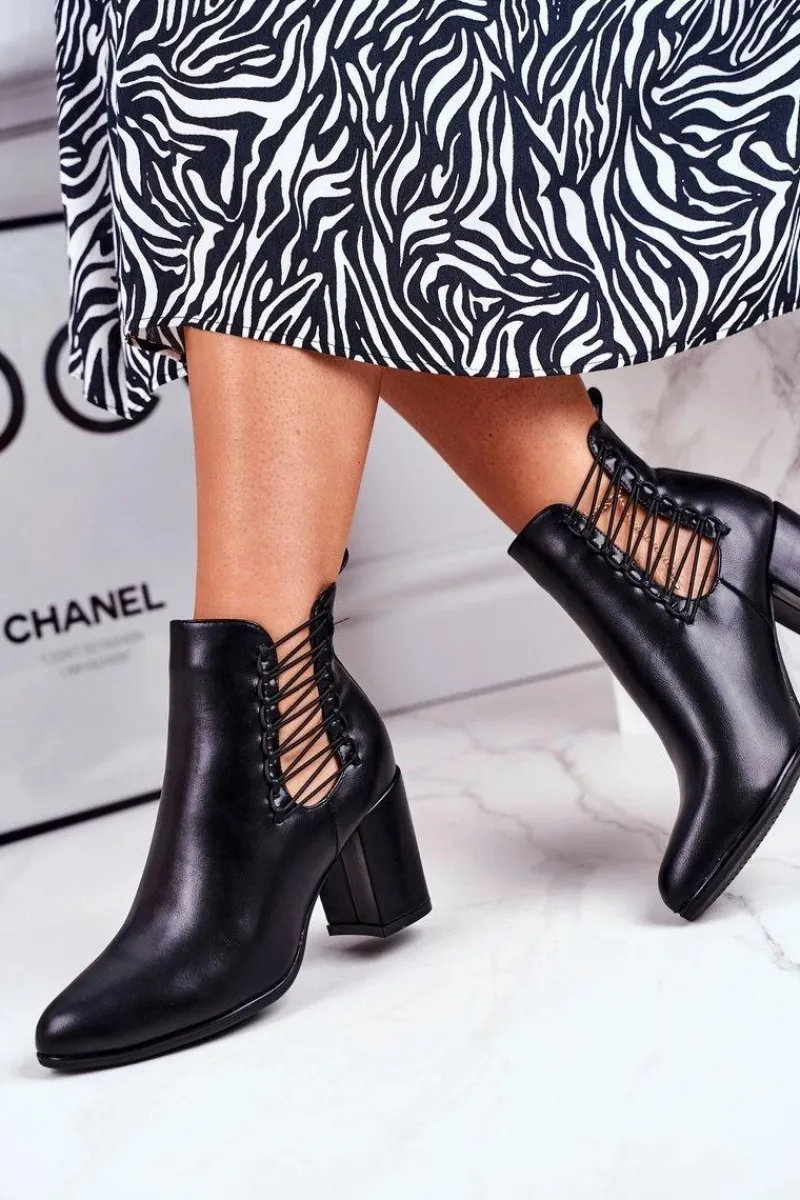 Botki Na Słupku|Czarne Botki>Buty damskie Vinceza Botki Damskie Na Słupku Wsuwane Z Gumkami Czarne Vibo