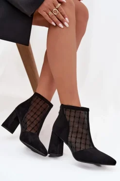 Clearance D&A Botki Damskie Na Słupku Z Siateczką LZ52-944 Czarne