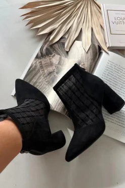 Clearance D&A Botki Damskie Na Słupku Z Siateczką LZ52-944 Czarne