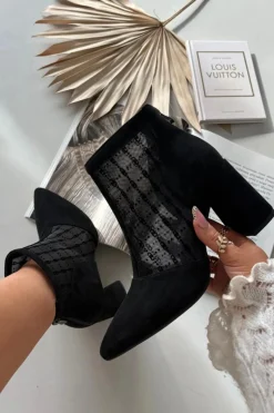 Clearance D&A Botki Damskie Na Słupku Z Siateczką LZ52-944 Czarne