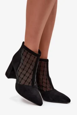 Clearance D&A Botki Damskie Na Słupku Z Siateczką LZ52-944 Czarne