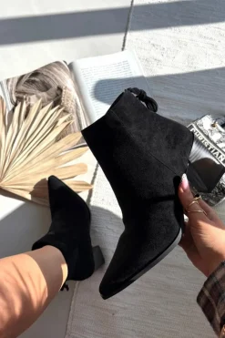 Online Boto Botki Damskie Na Słupku Z Wiązaniem Czarne Halisse Czarny