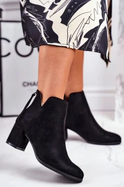 Buty damskie Vinceza Botki Damskie Na Słupku Zamszowe Czarne Mimosa