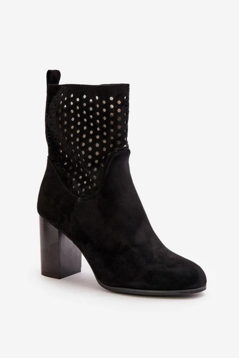 Best Botki Damskie Na Słupku Zapinane Na Zamek Czarne Meriadne Damskie Botki Na Słupku|Botki Na Obcasie