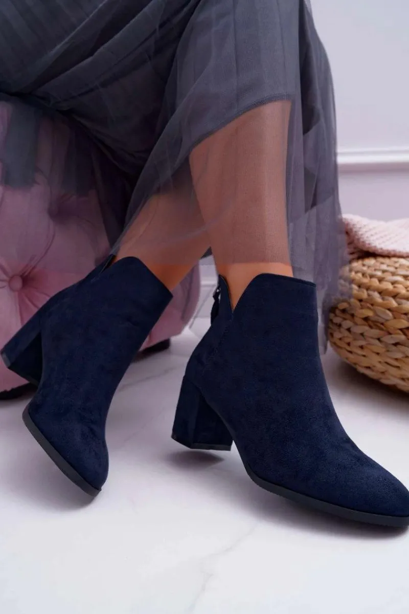 Botki Na Słupku|Botki Zimowe Damskie>Buty damskie Vinceza Botki Damskie Na Słupku Zamszowe Granatowe Mimosa