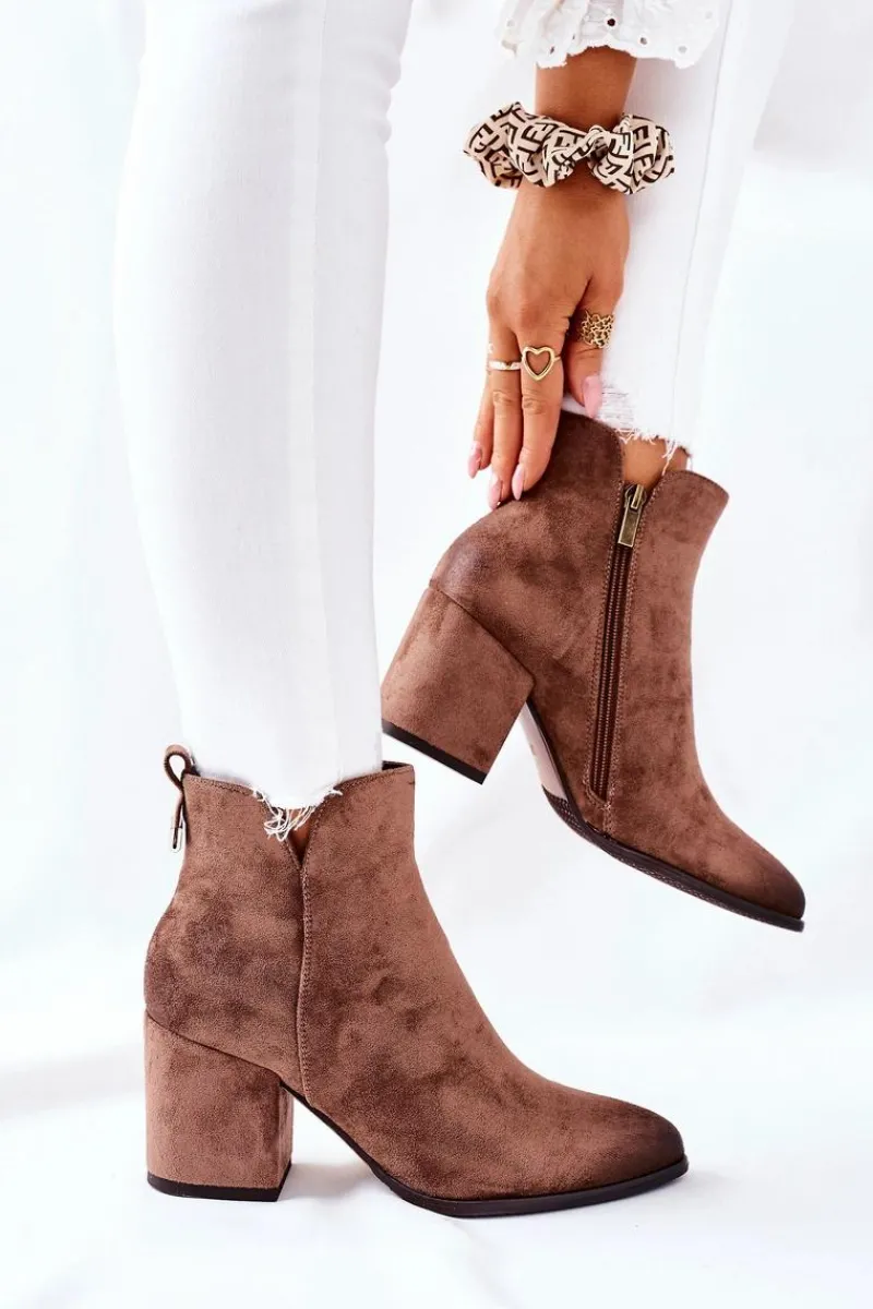 Botki Na Słupku|Botki Zimowe Damskie>Buty damskie Vinceza Botki Damskie Na Słupku Zamszowe Beżowe Carrick