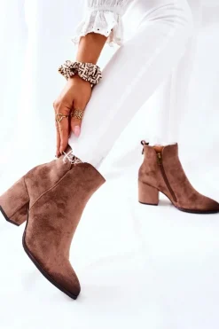 Botki Na Słupku|Botki Zimowe Damskie>Buty damskie Vinceza Botki Damskie Na Słupku Zamszowe Beżowe Carrick