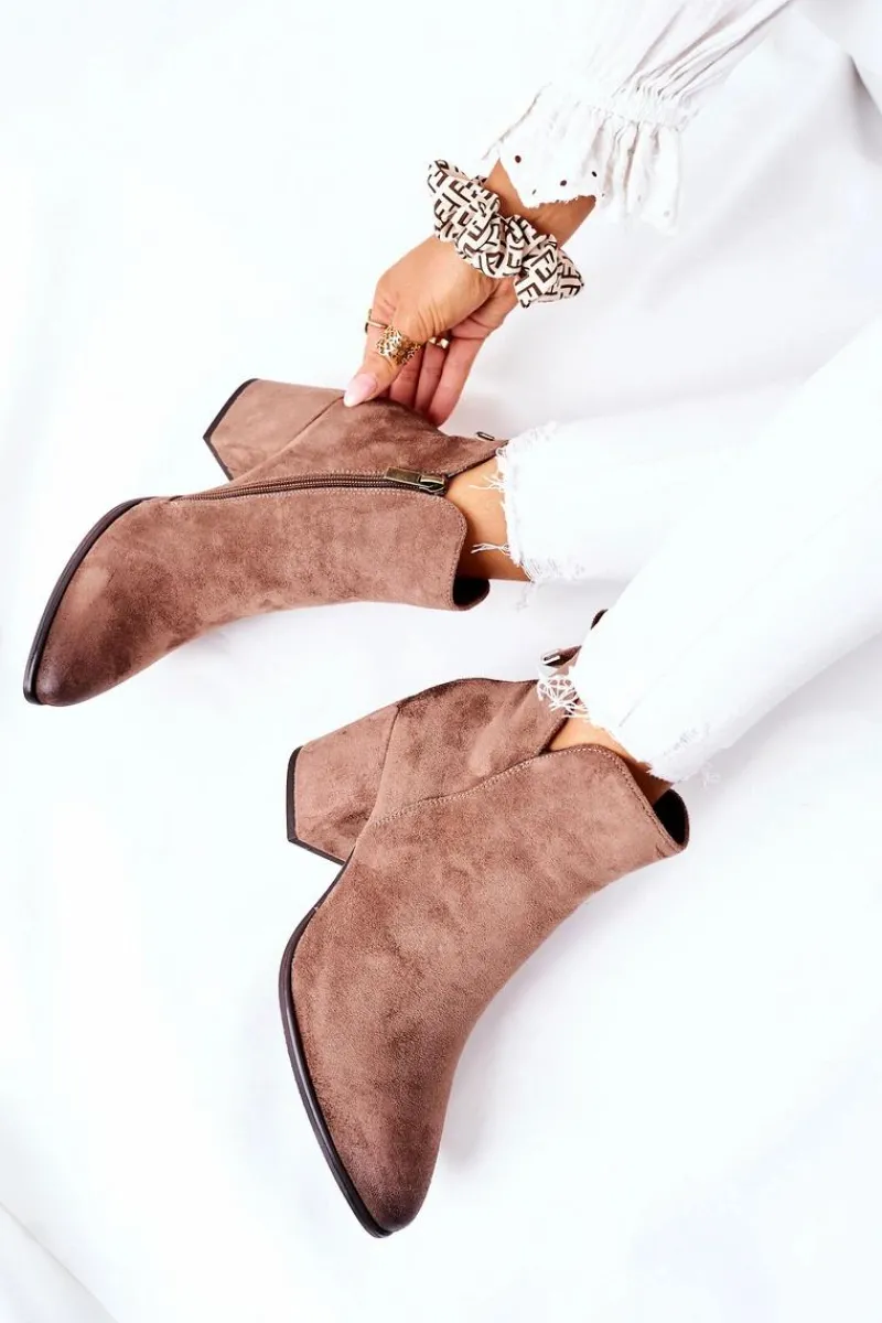 Botki Na Słupku|Botki Zimowe Damskie>Buty damskie Vinceza Botki Damskie Na Słupku Zamszowe Beżowe Carrick