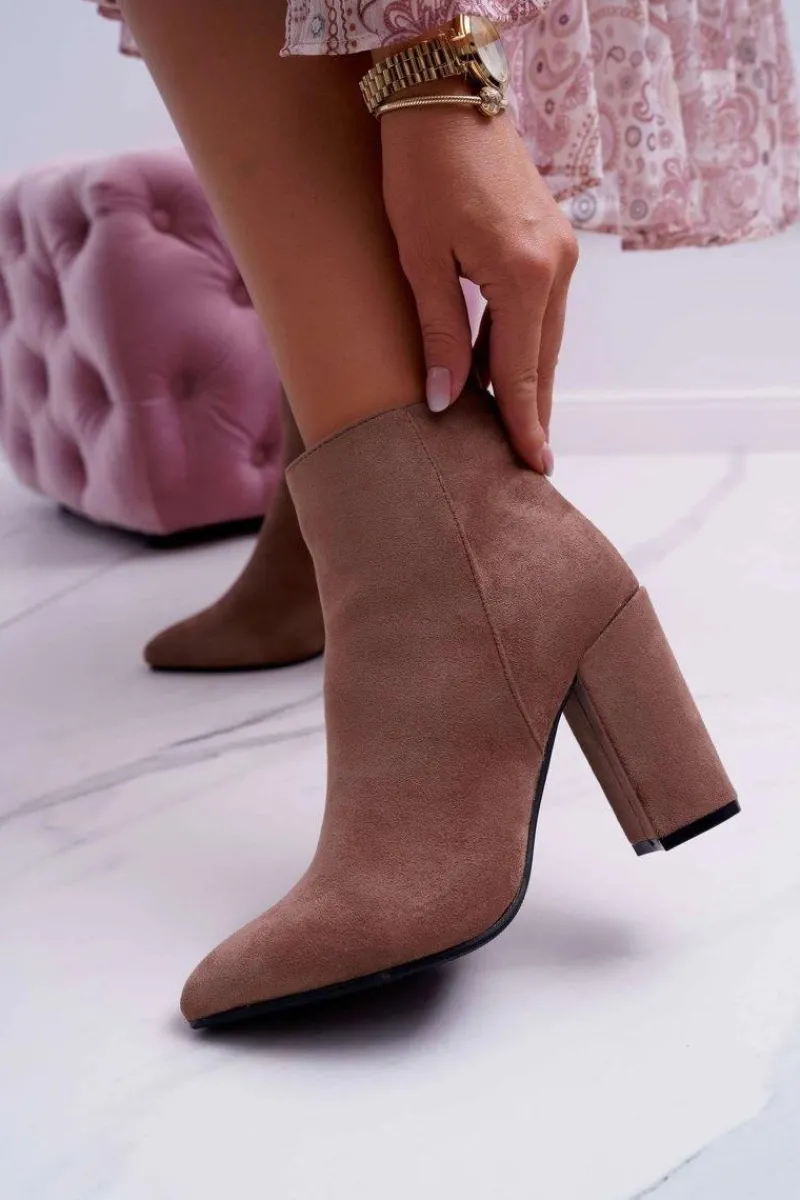 Hot Botki Damskie na Słupku Zamszowe Khaki Sharks Damskie Botki Na Słupku|Botki Zimowe Damskie