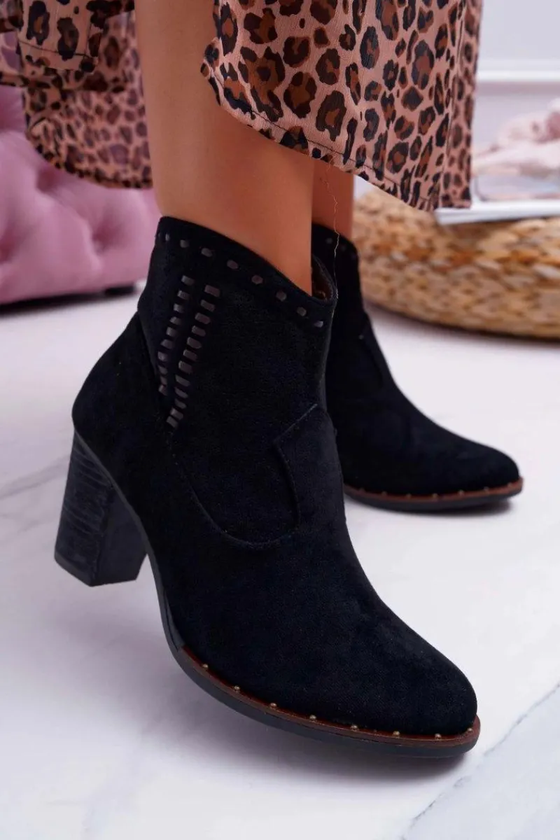 Online Boto Botki Damskie Na Słupku Zamszowe Czarne Westema