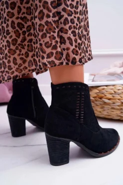 Online Boto Botki Damskie Na Słupku Zamszowe Czarne Westema