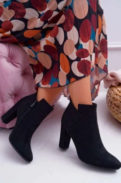 Online Botki Damskie Na Słupku Zamszowe Czarne Ruffle Damskie Botki Na Słupku|Botki Zimowe Damskie