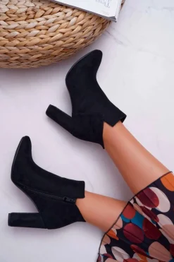 Online Botki Damskie Na Słupku Zamszowe Czarne Ruffle Damskie Botki Na Słupku|Botki Zimowe Damskie