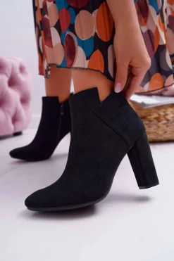 Online Botki Damskie Na Słupku Zamszowe Czarne Ruffle Damskie Botki Na Słupku|Botki Zimowe Damskie