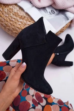 Online Botki Damskie Na Słupku Zamszowe Czarne Ruffle Damskie Botki Na Słupku|Botki Zimowe Damskie