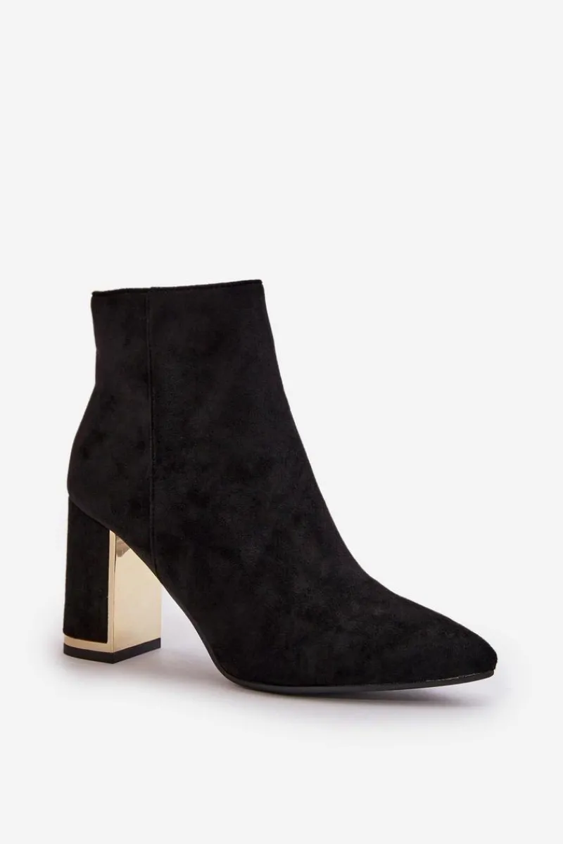 Best Botki Damskie Na Słupku Zapinane Na Zamek Ocieplane Eko Zamszowe Czarne Mevair Damskie Botki Na Słupku|Botki Na Obcasie