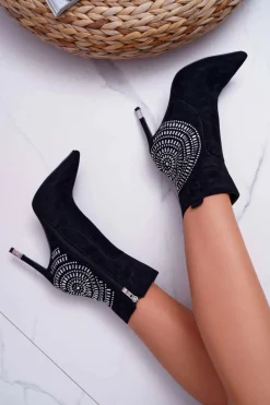Online Boto Botki Damskie Na Szpilce Czarne Fashionable