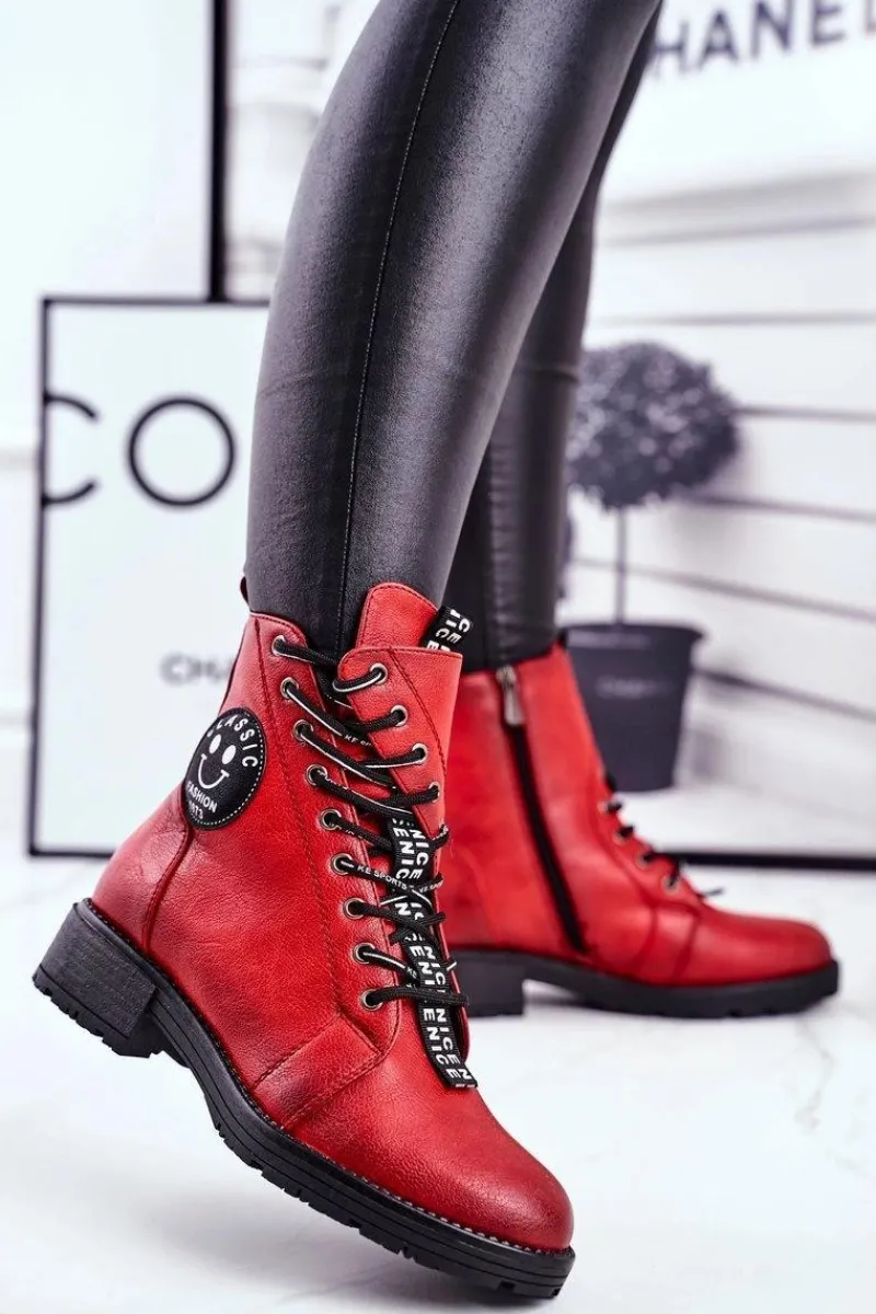 Sale Buty damskie Vinceza Botki Damskie Ocieplane Czerwone Aspen