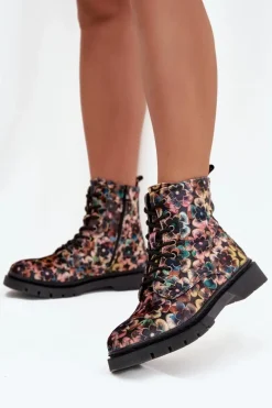 Best Botki Damskie Ocieplane W Kwiaty 57C1050 Multikolor Damskie Botki Ocieplane|Damskie Trapery