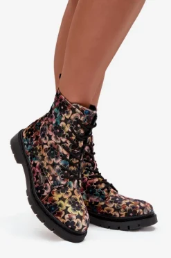 Best Botki Damskie Ocieplane W Kwiaty 57C1050 Multikolor Damskie Botki Ocieplane|Damskie Trapery