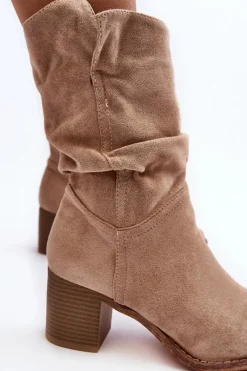 Brązowe I Beżowe Botki|Botki Na Obcasie><noscript><img width=