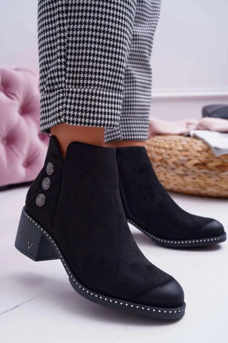 Hot Buty damskie Vinceza Botki Damskie Płaski Obcas Czarne Tristram