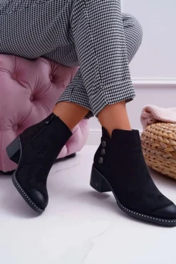 Hot Buty damskie Vinceza Botki Damskie Płaski Obcas Czarne Tristram