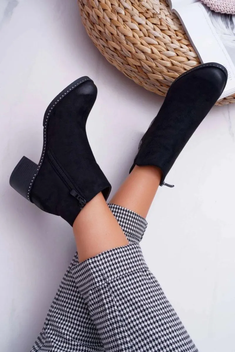 Hot Buty damskie Vinceza Botki Damskie Płaski Obcas Czarne Tristram