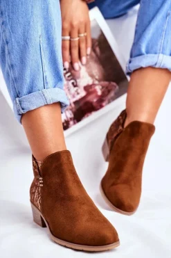 Discount Boto Botki Damskie Płaski Obcas Wiosenne Camel Elizabeth