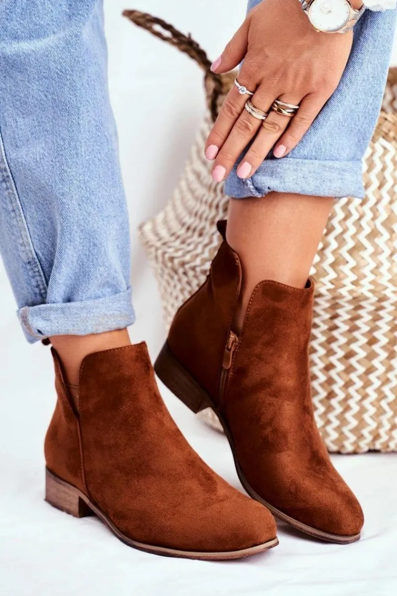 Online Botki Damskie Płaski Obcas Wiosenne Camel Viva Damskie Botki Wiosenne|Brązowe I Beżowe Botki