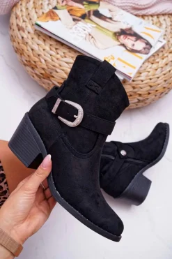 New Botki Damskie Płaski Obcas Czarne Arraso Damskie Botki Na Słupku|Botki Na Obcasie