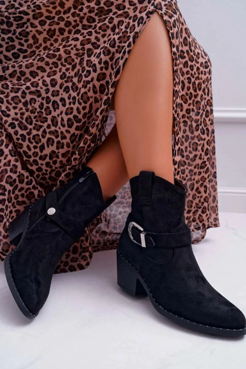 New Botki Damskie Płaski Obcas Czarne Arraso Damskie Botki Na Słupku|Botki Na Obcasie