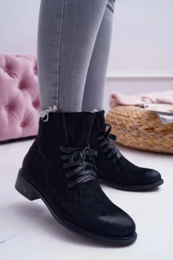 Online Buty damskie Vinceza Botki Damskie Płaski Obcas Workery Czarne Teref