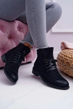 Online Buty damskie Vinceza Botki Damskie Płaski Obcas Workery Czarne Teref