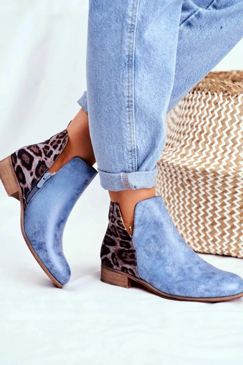 Botki Wiosenne|Brązowe I Beżowe Botki>Evento Botki Damskie Płaski Obcas Wiosenne Niebieskie Viva